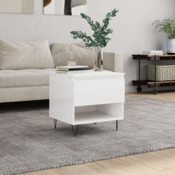 vidaXL Mesa de centro madera de ingeniería blanco brillo 50x46x50 cm