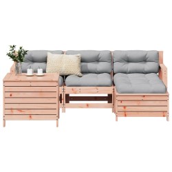 vidaXL Juego de sofás de jardín 5 pzas madera maciza de abeto Douglas