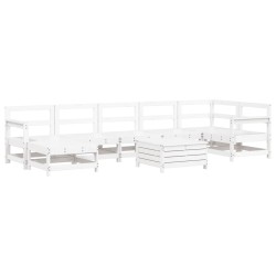 vidaXL Juego de sofás de jardín 8 pzas madera maciza de pino blanco