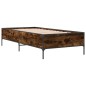 vidaXL Estructura cama madera ingeniería metal roble humo 75x190 cm vidaXL Estructura cama madera ingeniería metal roble humo 75x190 cm