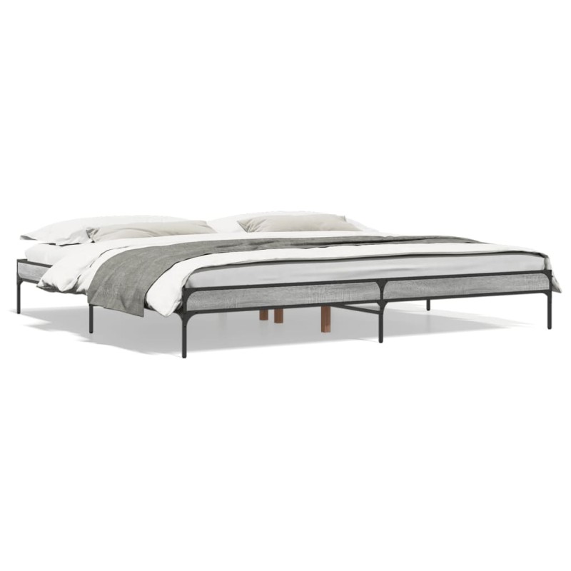 vidaXL Estructura cama madera ingeniería metal gris Sonoma 180x200 cm vidaXL Estructura cama madera ingeniería metal gris Sonoma 180x200 cm