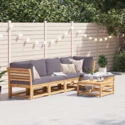 vidaXL Juego de muebles jardín 6 pzas con cojines madera maciza acacia