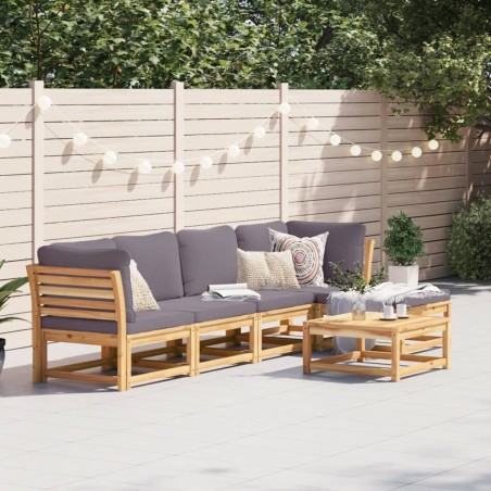 vidaXL Juego de muebles jardín 6 pzas con cojines madera maciza acacia