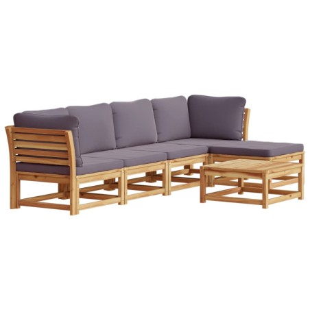 vidaXL Juego de muebles jardín 6 pzas con cojines madera maciza acacia