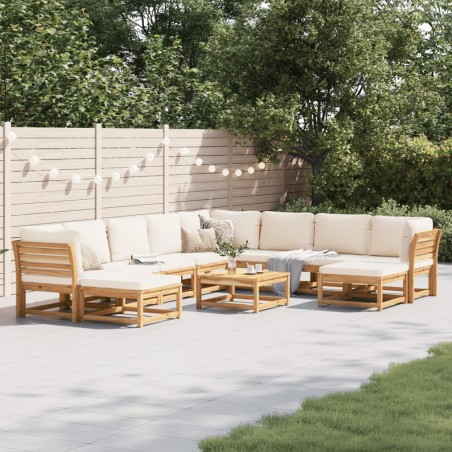 vidaXL Juego muebles jardín 11 pzas con cojines madera maciza acacia