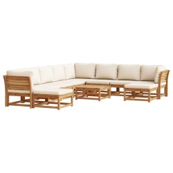 vidaXL Juego muebles jardín 11 pzas con cojines madera maciza acacia