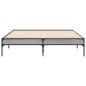 vidaXL Estructura cama madera ingeniería metal gris Sonoma 135x190 cm vidaXL Estructura cama madera ingeniería metal gris Sonoma 135x190 cm