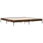 vidaXL Estructura cama madera ingeniería metal roble ahumado 200x200cm vidaXL Estructura cama madera ingeniería metal roble ahumado 200x200cm