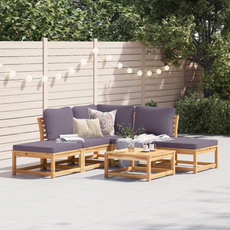 vidaXL Juego de muebles jardín 6 pzas con cojines madera maciza acacia