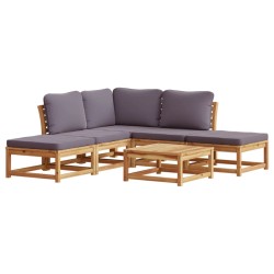 vidaXL Juego de muebles jardín 6 pzas con cojines madera maciza acacia