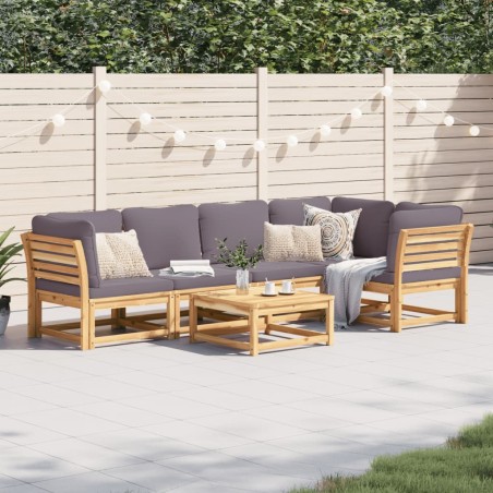 vidaXL Juego de muebles jardín 6 pzas con cojines madera maciza acacia