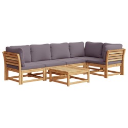 vidaXL Juego de muebles jardín 6 pzas con cojines madera maciza acacia