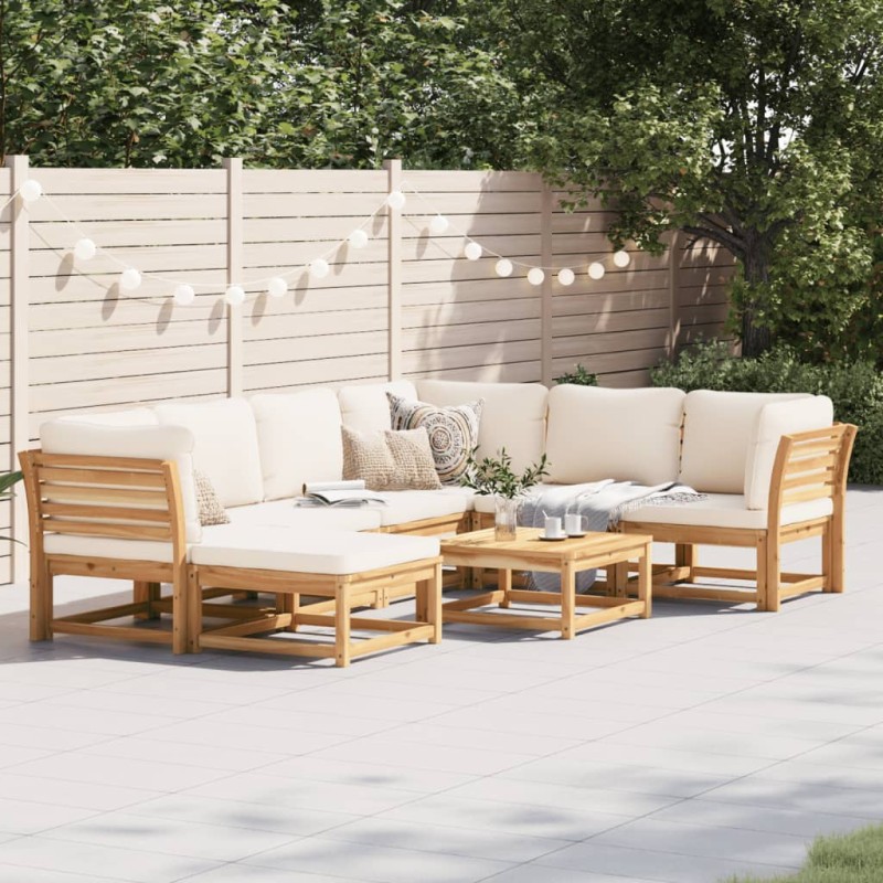 vidaXL Juego de muebles jardín 8 pzas con cojines madera maciza acacia vidaXL Juego de muebles jardín 8 pzas con cojines madera maciza acacia