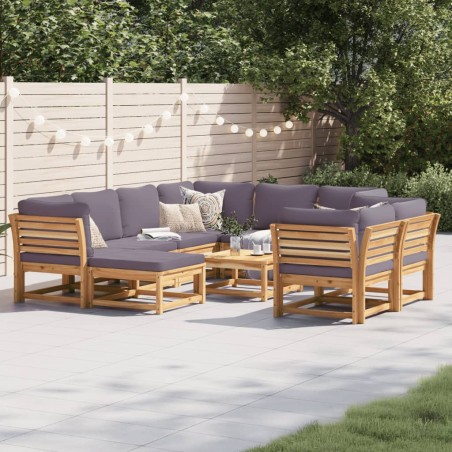 vidaXL Juego muebles jardín 10 pzas con cojines madera maciza acacia