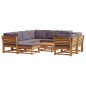 vidaXL Juego muebles jardín 10 pzas con cojines madera maciza acacia vidaXL Juego muebles jardín 10 pzas con cojines madera maciza acacia