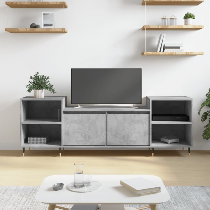 vidaXL Mueble para TV madera contrachapada gris hormigón 160x35x55 cm vidaXL Mueble para TV madera contrachapada gris hormigón 160x35x55 cm