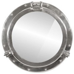 vidaXL Espejo de ojo de buey de pared aluminio y vidrio Ø50 cm