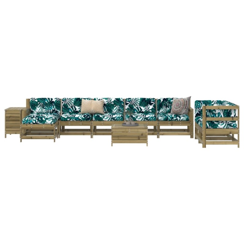 vidaXL Juego de sofás de jardín 10 pzas madera de pino impregnada vidaXL Juego de sofás de jardín 10 pzas madera de pino impregnada