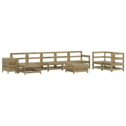 vidaXL Juego de sofás de jardín 10 pzas madera de pino impregnada