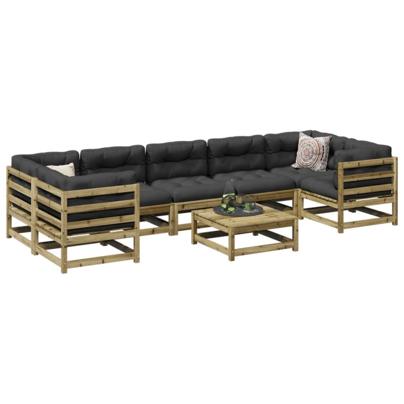 vidaXL Set de sofás jardín 8 pzas con cojines madera pino impregnada