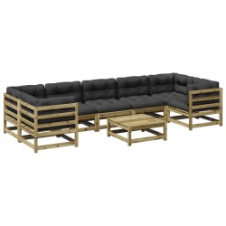 vidaXL Set de sofás jardín 8 pzas con cojines madera pino impregnada