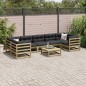 vidaXL Set de sofás jardín 8 pzas con cojines madera pino impregnada
