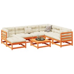 vidaXL Juego de sofás de jardín 8 pzas madera maciza pino marrón cera