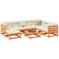 vidaXL Juego de sofás de jardín 8 pzas madera maciza pino marrón cera vidaXL Juego de sofás de jardín 8 pzas madera maciza pino marrón cera