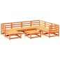 vidaXL Juego de sofás de jardín 8 pzas madera maciza pino marrón cera vidaXL Juego de sofás de jardín 8 pzas madera maciza pino marrón cera