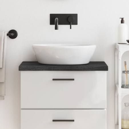 vidaXL Encimera baño madera maciza tratada gris oscuro 60x40x(2-4) cm