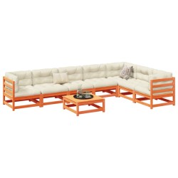 vidaXL Juego de sofás de jardín 8 pzas madera maciza pino marrón cera