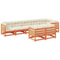 vidaXL Set de sofás jardín 8 pzas con cojines madera pino marrón cera