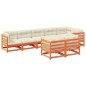 vidaXL Set de sofás jardín 8 pzas con cojines madera pino marrón cera vidaXL Set de sofás jardín 8 pzas con cojines madera pino marrón cera