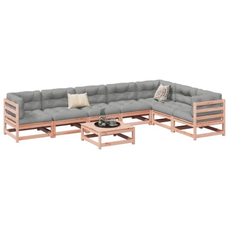 vidaXL Set de sofás jardín 8 pzas con cojines madera de abeto Douglas