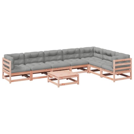 vidaXL Set de sofás jardín 8 pzas con cojines madera de abeto Douglas