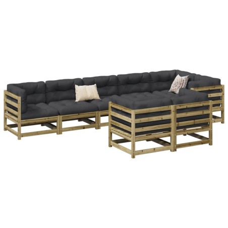vidaXL Set de sofás jardín 8 pzas con cojines madera pino impregnada