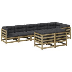 vidaXL Set de sofás jardín 8 pzas con cojines madera pino impregnada