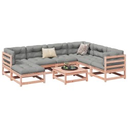 vidaXL Set de sofás jardín 8 pzas con cojines madera de abeto Douglas