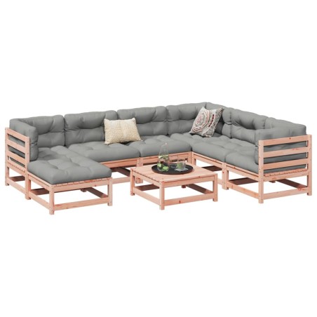 vidaXL Set de sofás jardín 8 pzas con cojines madera de abeto Douglas