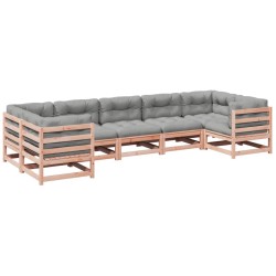 vidaXL Set de sofás jardín 7 pzas con cojines madera abeto Douglas