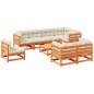 vidaXL Set de sofás jardín 9 pzas con cojines madera pino marrón cera vidaXL Set de sofás jardín 9 pzas con cojines madera pino marrón cera