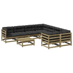 vidaXL Set de sofás jardín 9 pzas con cojines madera pino impregnada