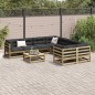 vidaXL Set de sofás jardín 9 pzas con cojines madera pino impregnada