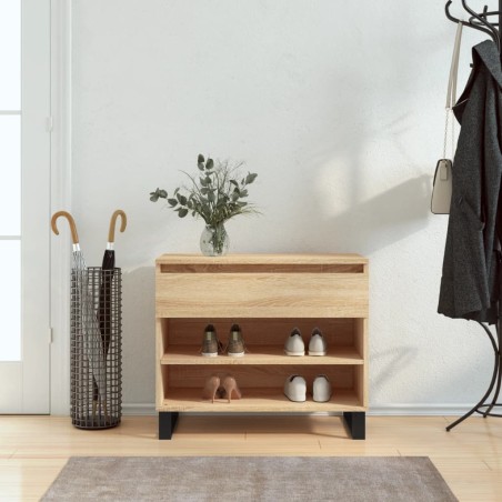 vidaXL Mueble zapatero madera contrachapada roble Sonoma 70x36x60 cm