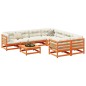 vidaXL Set de sofás jardín 9 pzas con cojines madera pino marrón cera vidaXL Set de sofás jardín 9 pzas con cojines madera pino marrón cera