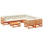 vidaXL Set de sofás jardín 9 pzas con cojines madera pino marrón cera vidaXL Set de sofás jardín 9 pzas con cojines madera pino marrón cera