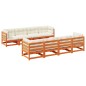 vidaXL Set de sofás jardín 9 pzas con cojines madera pino marrón cera vidaXL Set de sofás jardín 9 pzas con cojines madera pino marrón cera