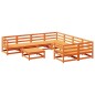 vidaXL Juego de sofás de jardín 9 pzas madera maciza pino marrón cera vidaXL Juego de sofás de jardín 9 pzas madera maciza pino marrón cera