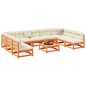 vidaXL Juego de sofás de jardín 10 pzas madera maciza pino marrón cera vidaXL Juego de sofás de jardín 10 pzas madera maciza pino marrón cera