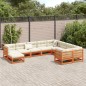vidaXL Juego sofás jardín 10 pzas con conjines madera pino marrón cera vidaXL Juego sofás jardín 10 pzas con conjines madera pino marrón cera